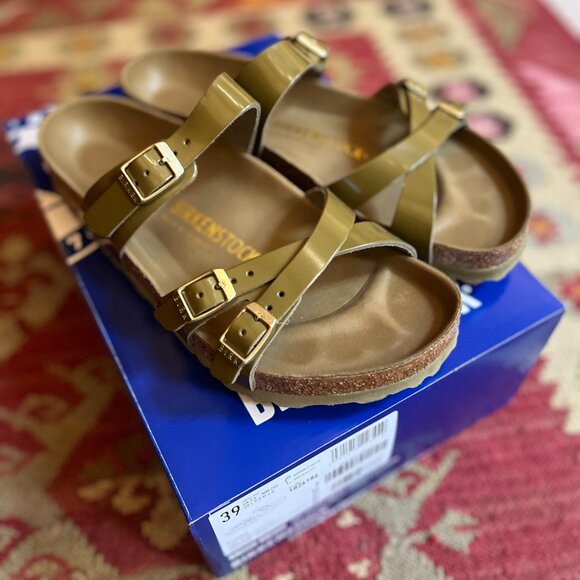 NWB Birkenstock Franca, High-Shine Mud Green leather 39R - Picture 6 of 6